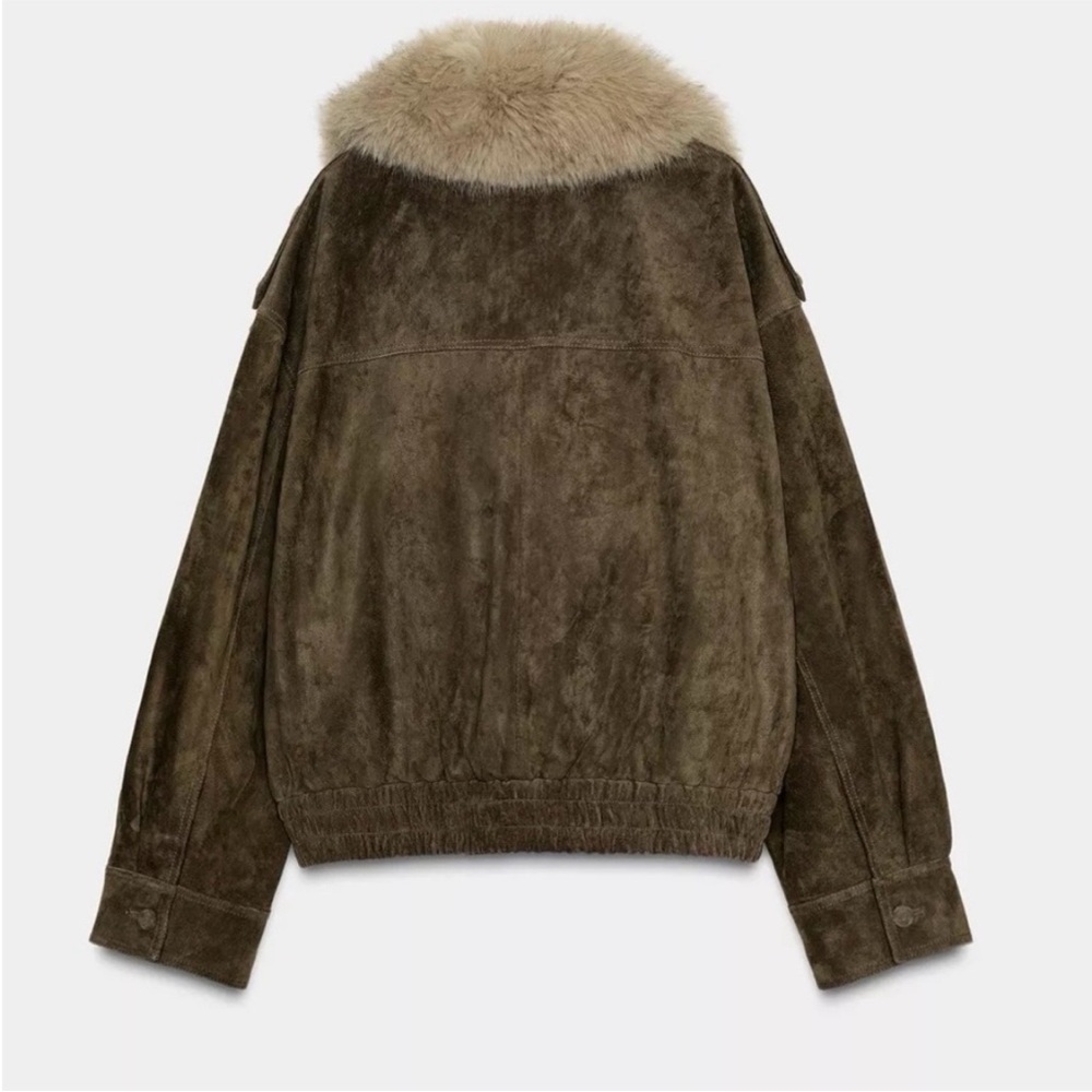 Zara Brand New 100% Fur Suede leather Jacket - Picture 2 of 3